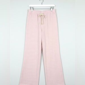 Cider Pink and White Striped Linen Pants Medium | Lightweight Summer Wide-Leg